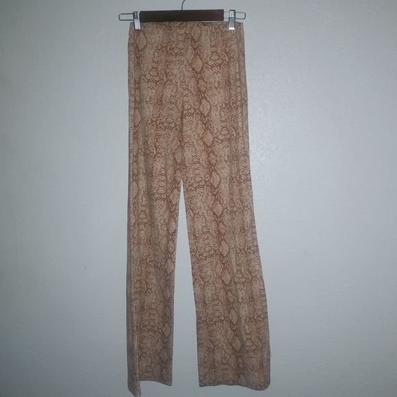 Lovers and Friends S Snake Tan Wrap Top Jumpsuit Look Pants Set 2-Piece - Picture 9 of 13